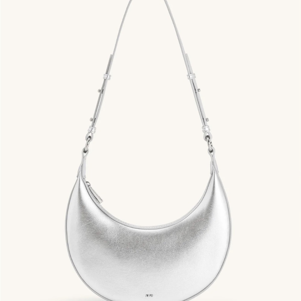 JW PEI Metallic Silver Crescent Shoulder Bag -
